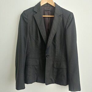 Elie Tahari classic black virgin wool blazer jacket size 8